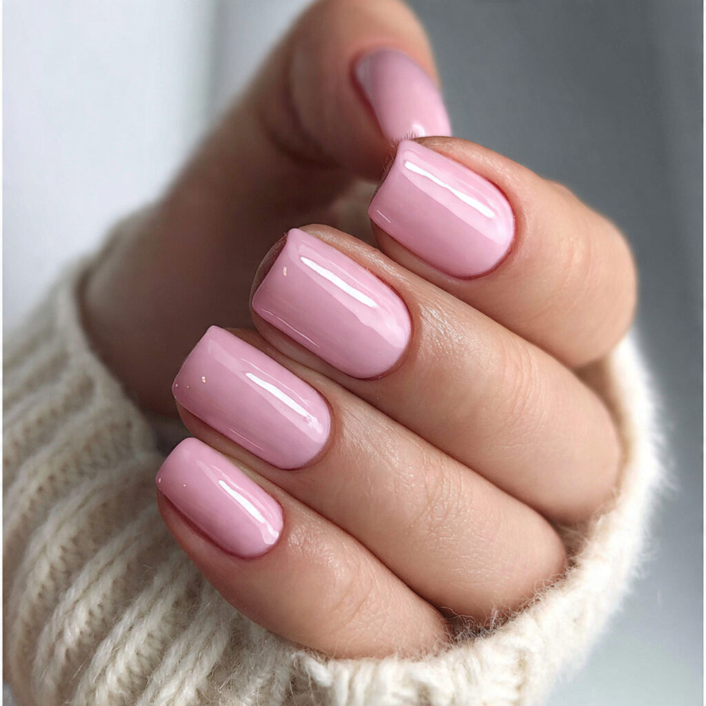 short nails with a soft square balance