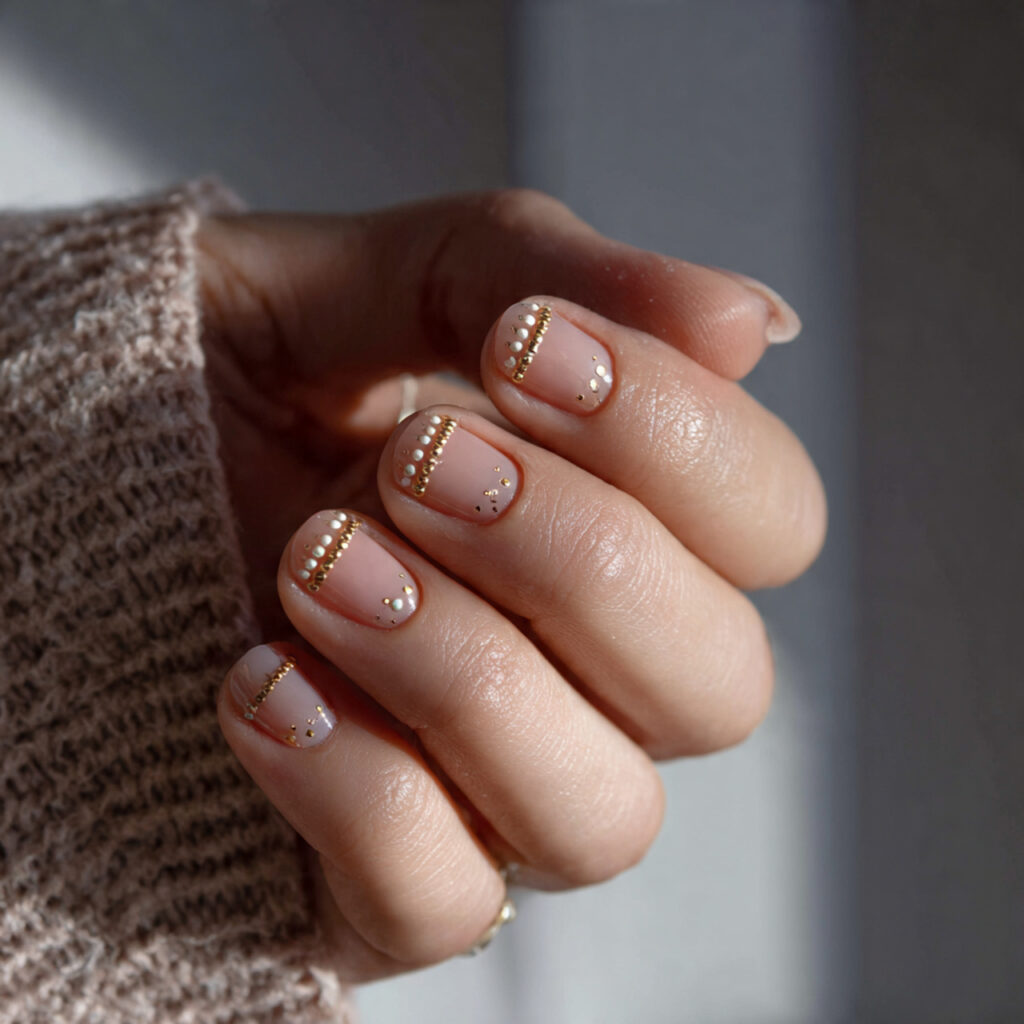 short nails with micro accents add style