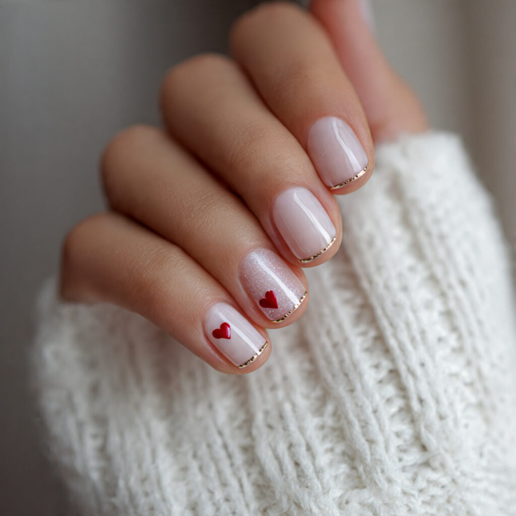 27 Heart Nail Designs for Romantic & Classy Nails 24 short nails with tiny heart side detail