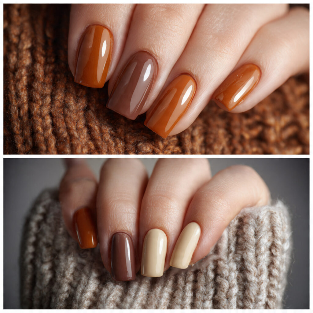 27 Cozy January Nails Perfect for Short & Classy Designs 21 short nails with warm caramel shades and