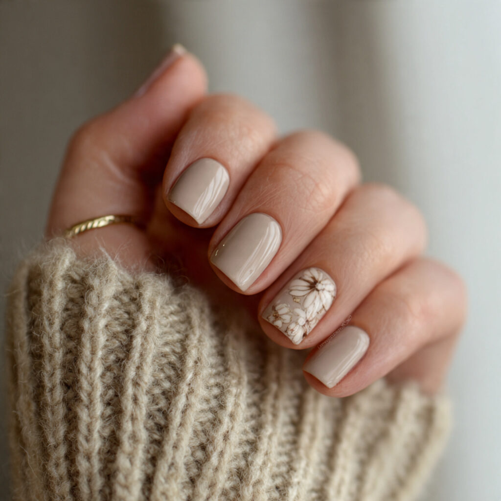 short neutral tone nails