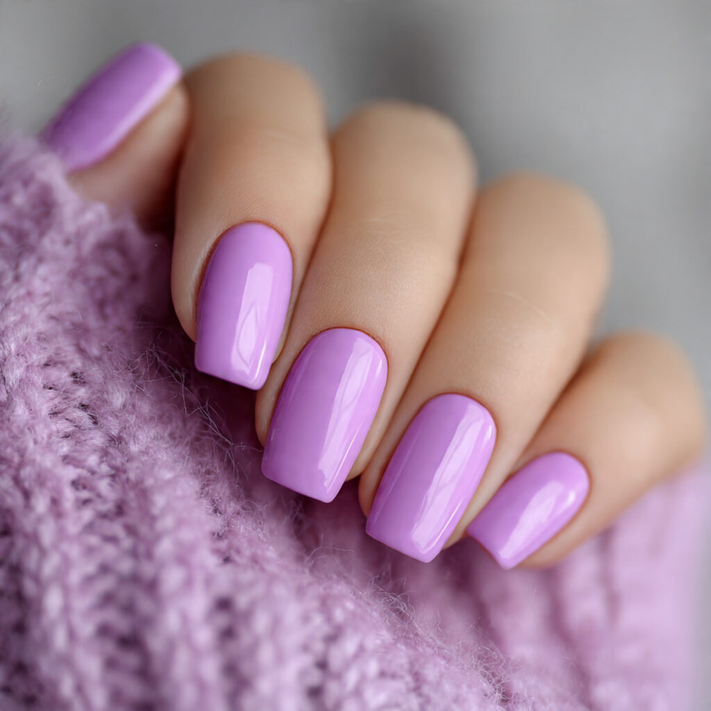 short purple nails with clean shape