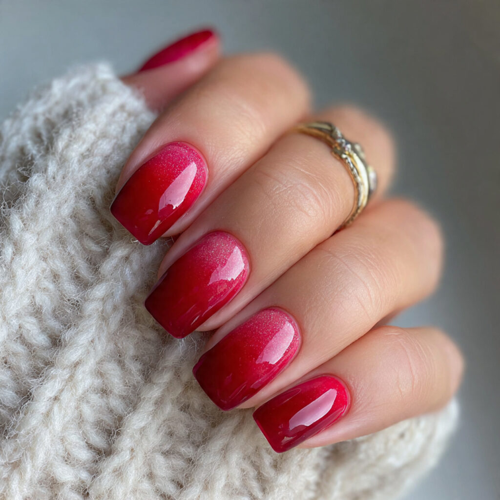 26 Red Valentine Nails Perfect for Short & Classy Designs 13 short red ombre valentine nails