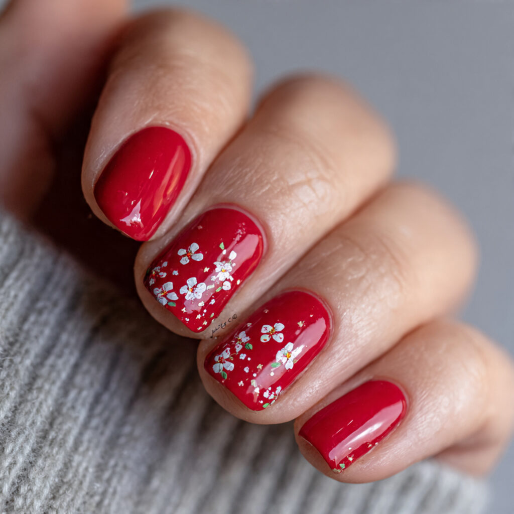 26 Red Valentine Nails Perfect for Short & Classy Designs 23 short red valentine nails with floral micro
