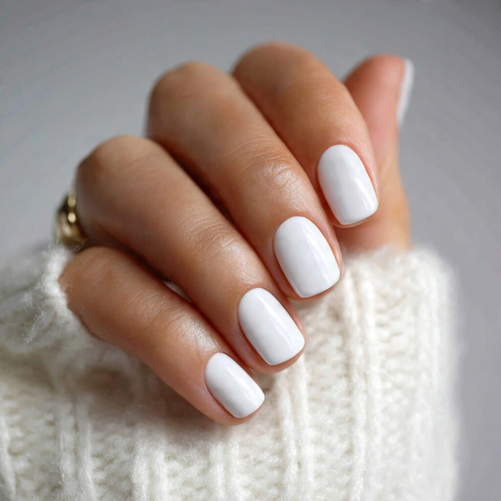 short white nails with clean shape