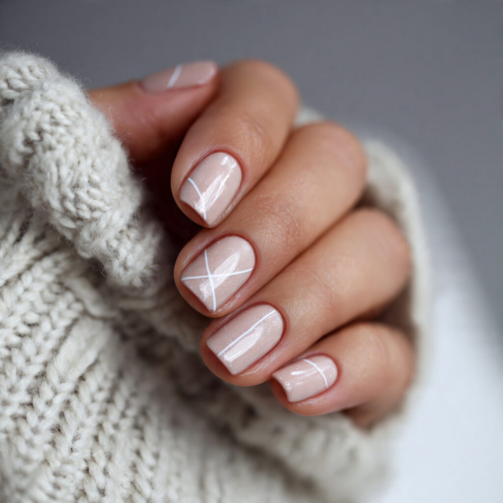 short winter nails with minimal white line