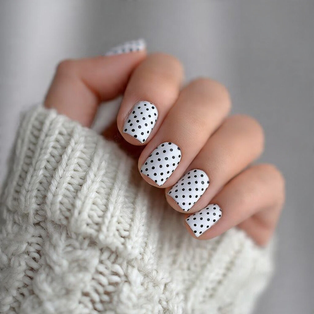 simple cute polka dot nails bring fun