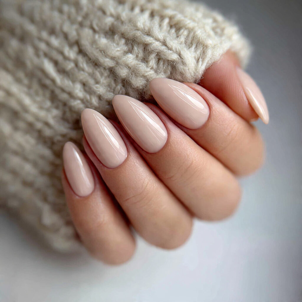 soft almond winter valentine nails offer warmth