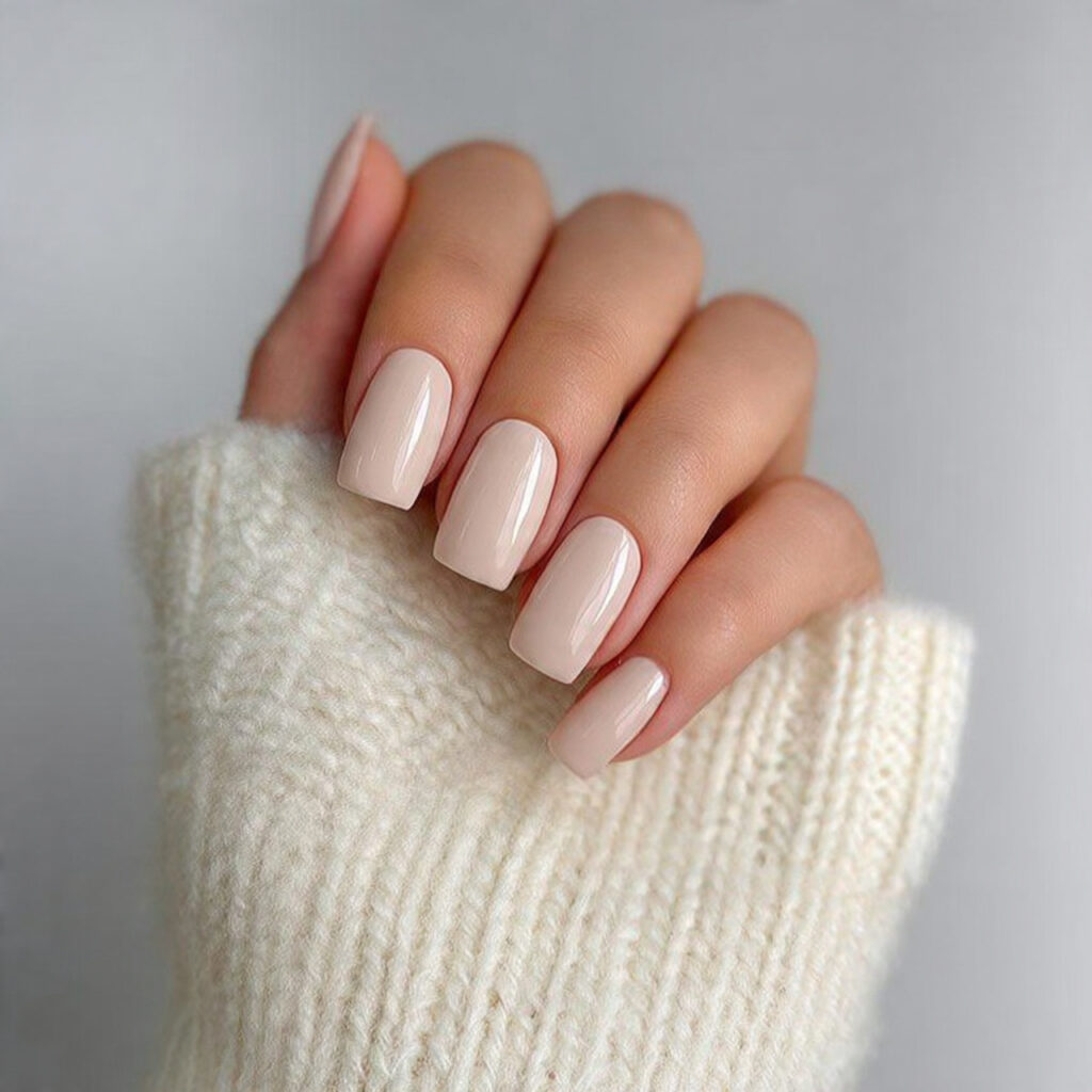 soft beige office nails create a calm