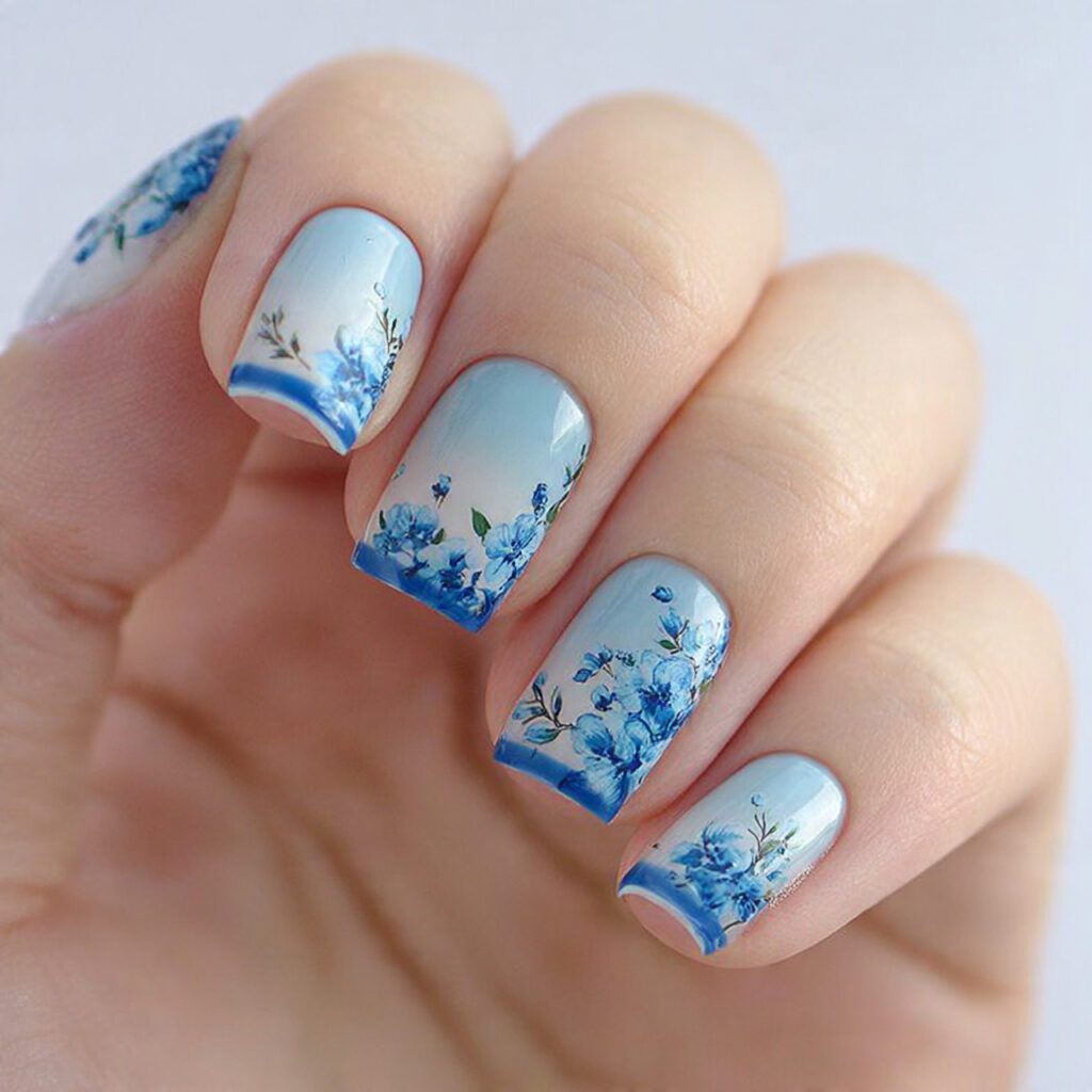 soft blue accents bring a calm and