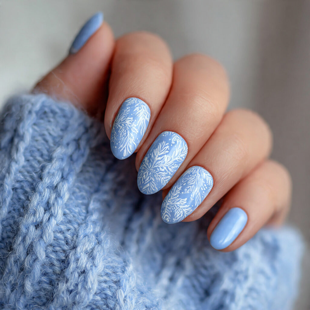 soft blue january nails for cozy weekend