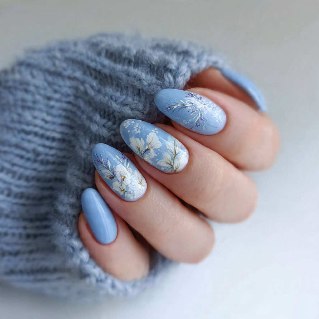 soft blue january nails for office friendly