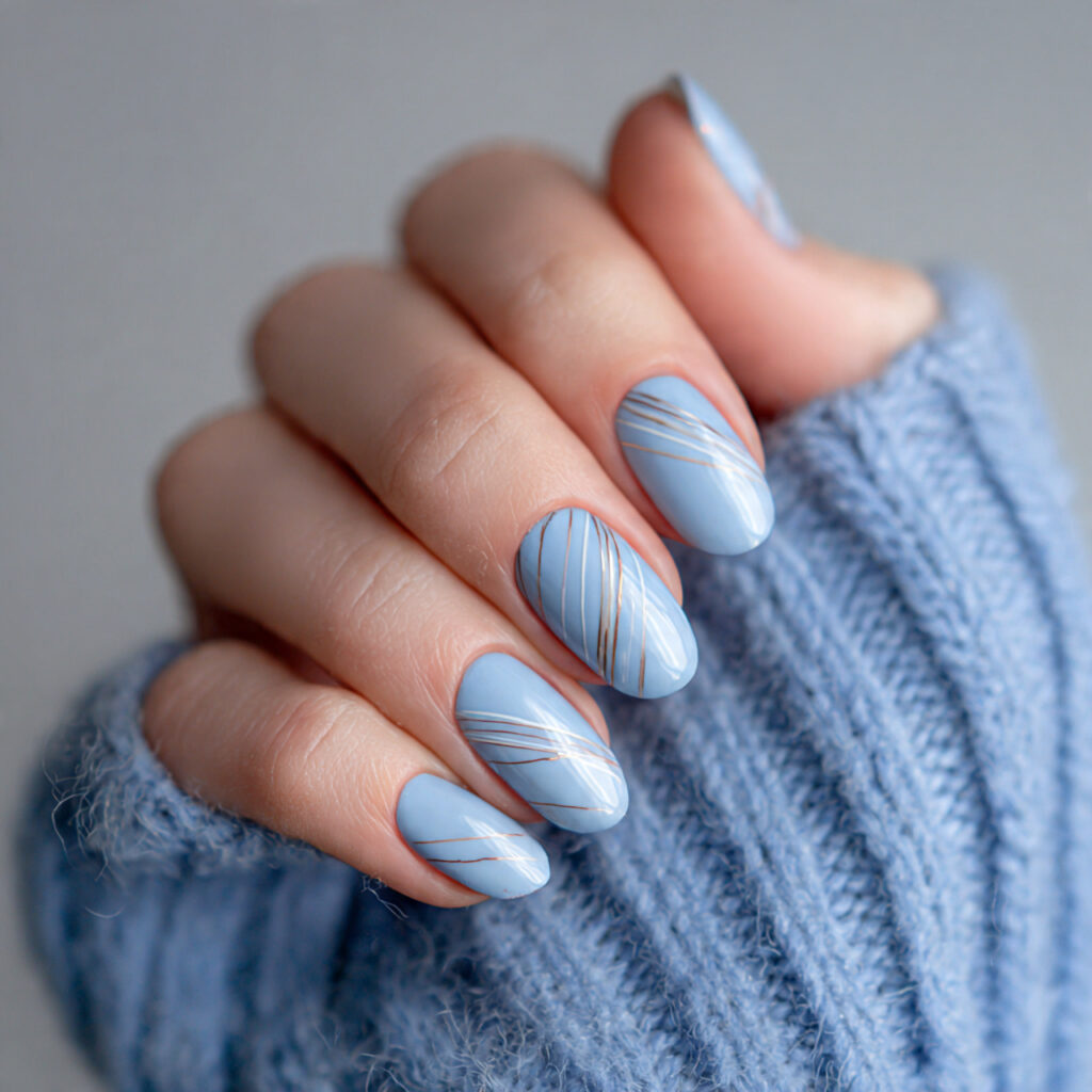 soft blue january nails with minimal line