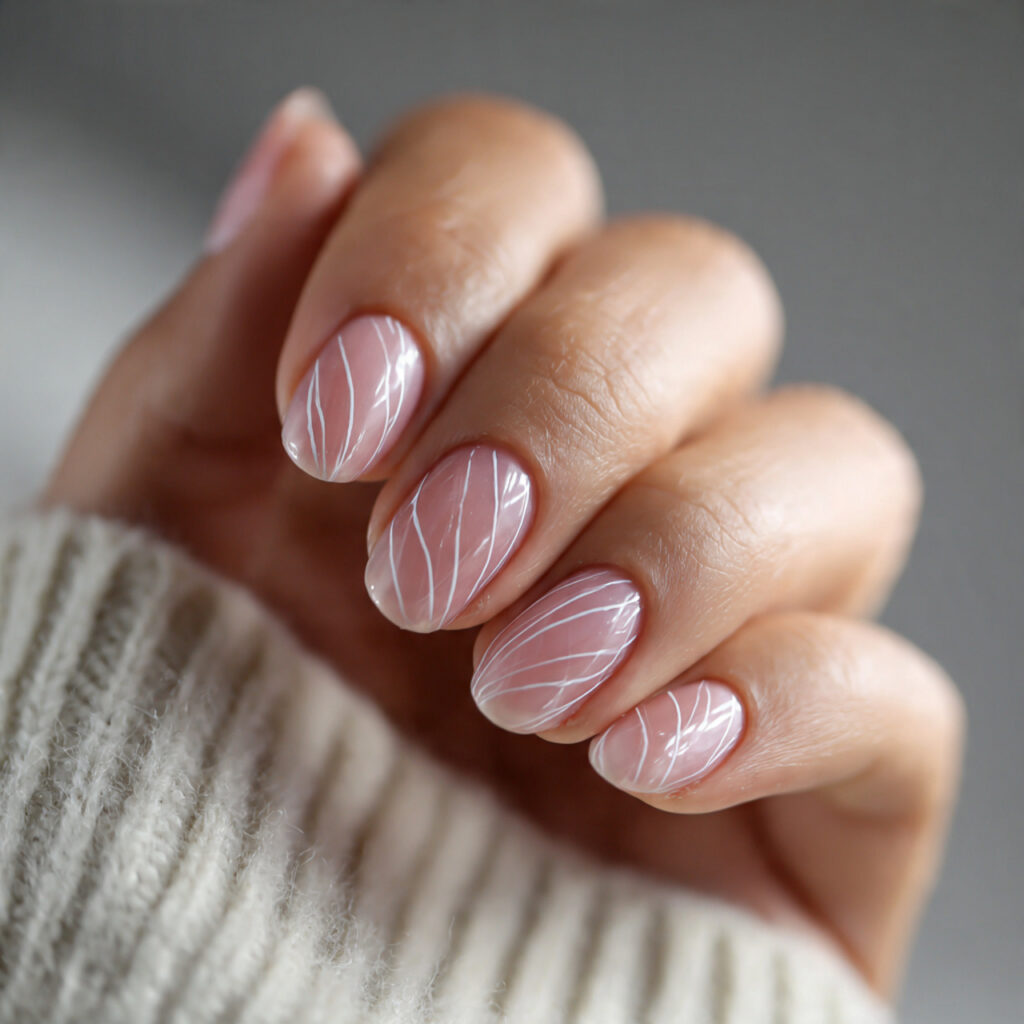 29 Dainty Valentine Nail Designs for a Soft Romantic Look 22 soft blush line art nails use thin