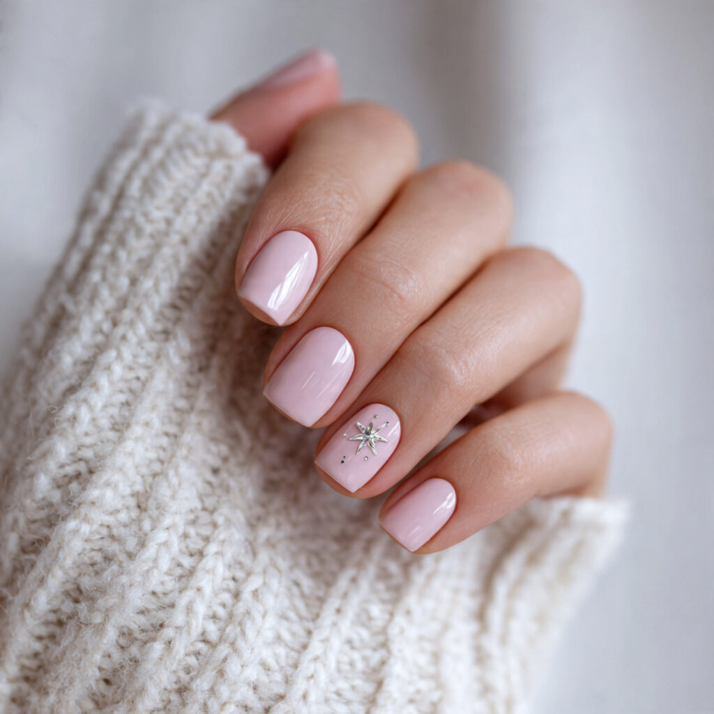 soft blush nails bring warmth and softness