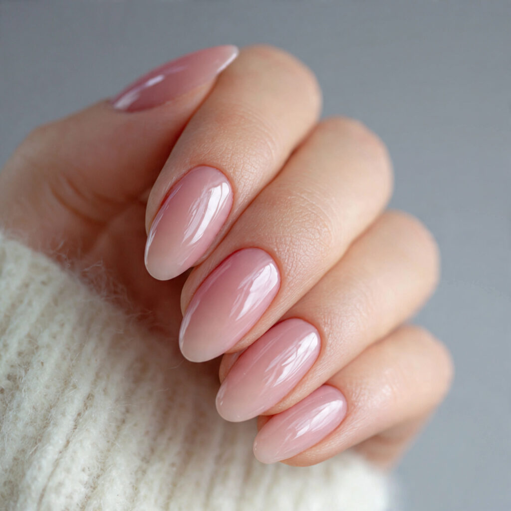 soft blush tones on nails