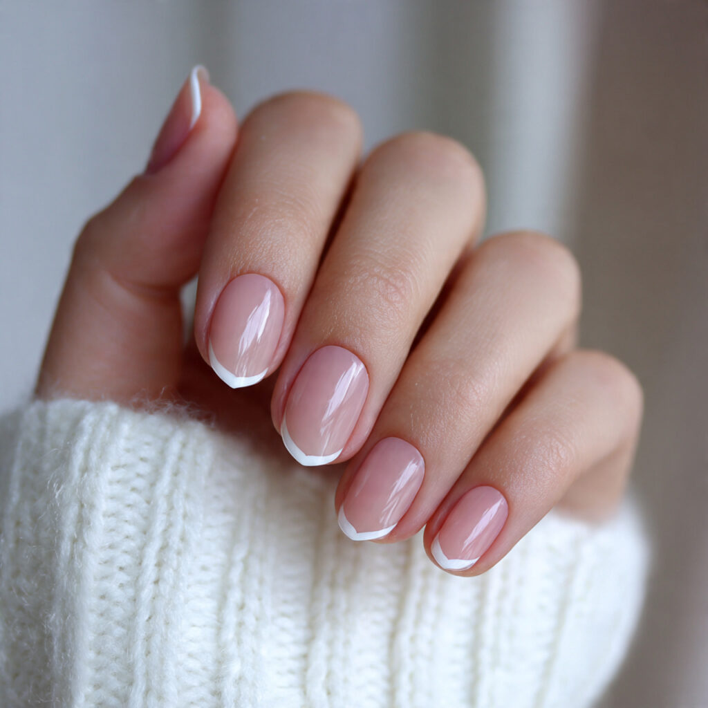 soft french tip valentine nails give a