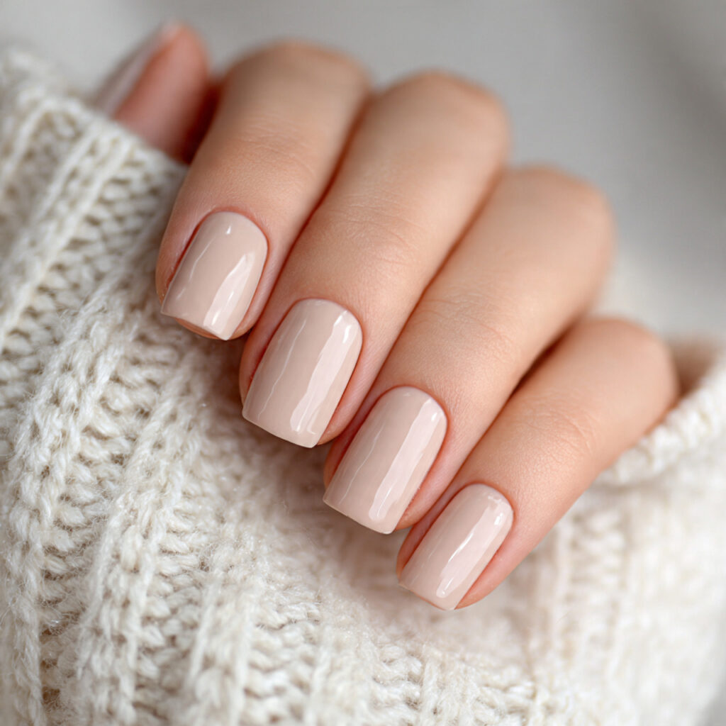 soft gloss beige january nails look smooth