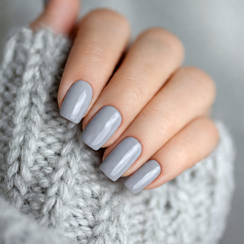 soft gray cozy february nails bring a