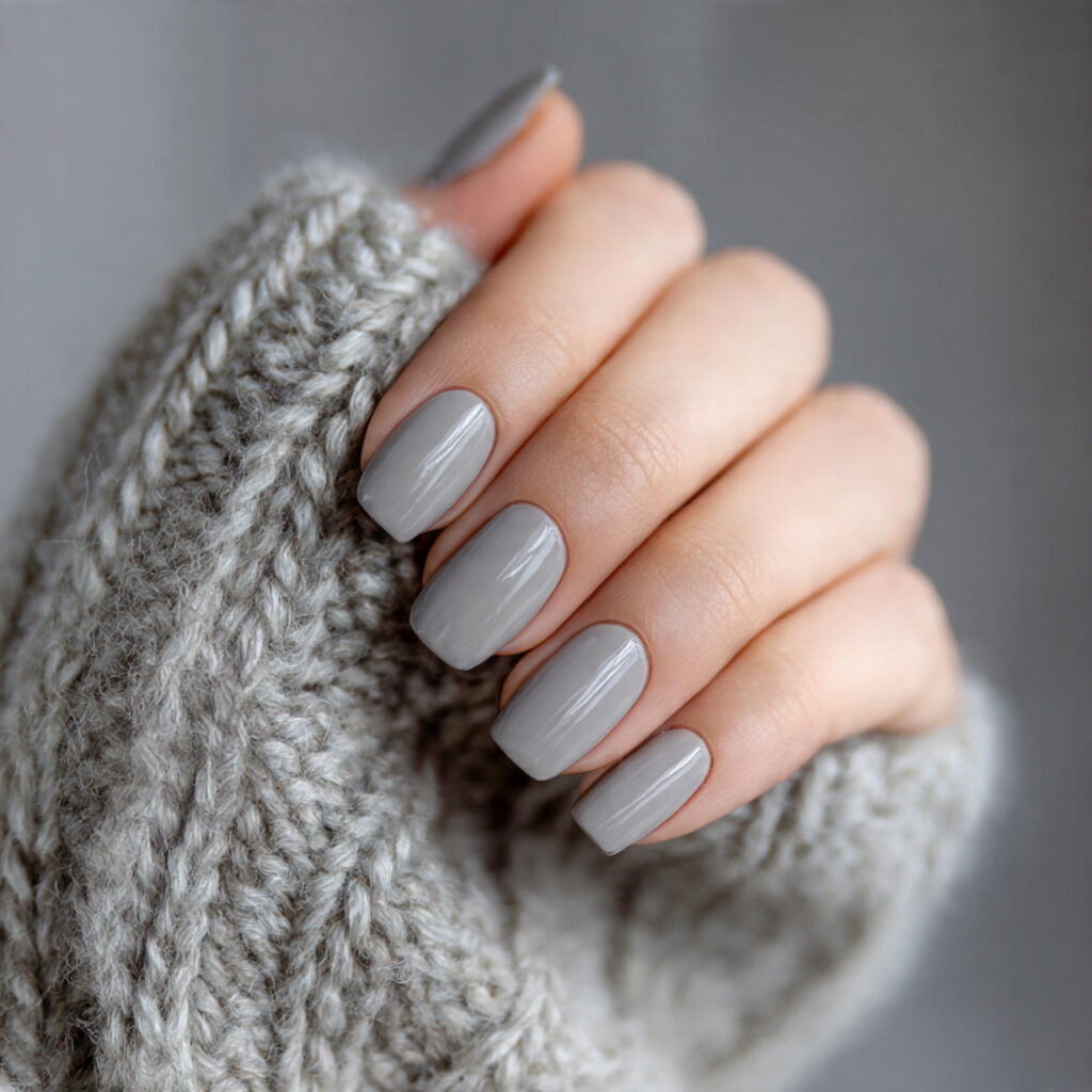 soft gray nails for a quiet january