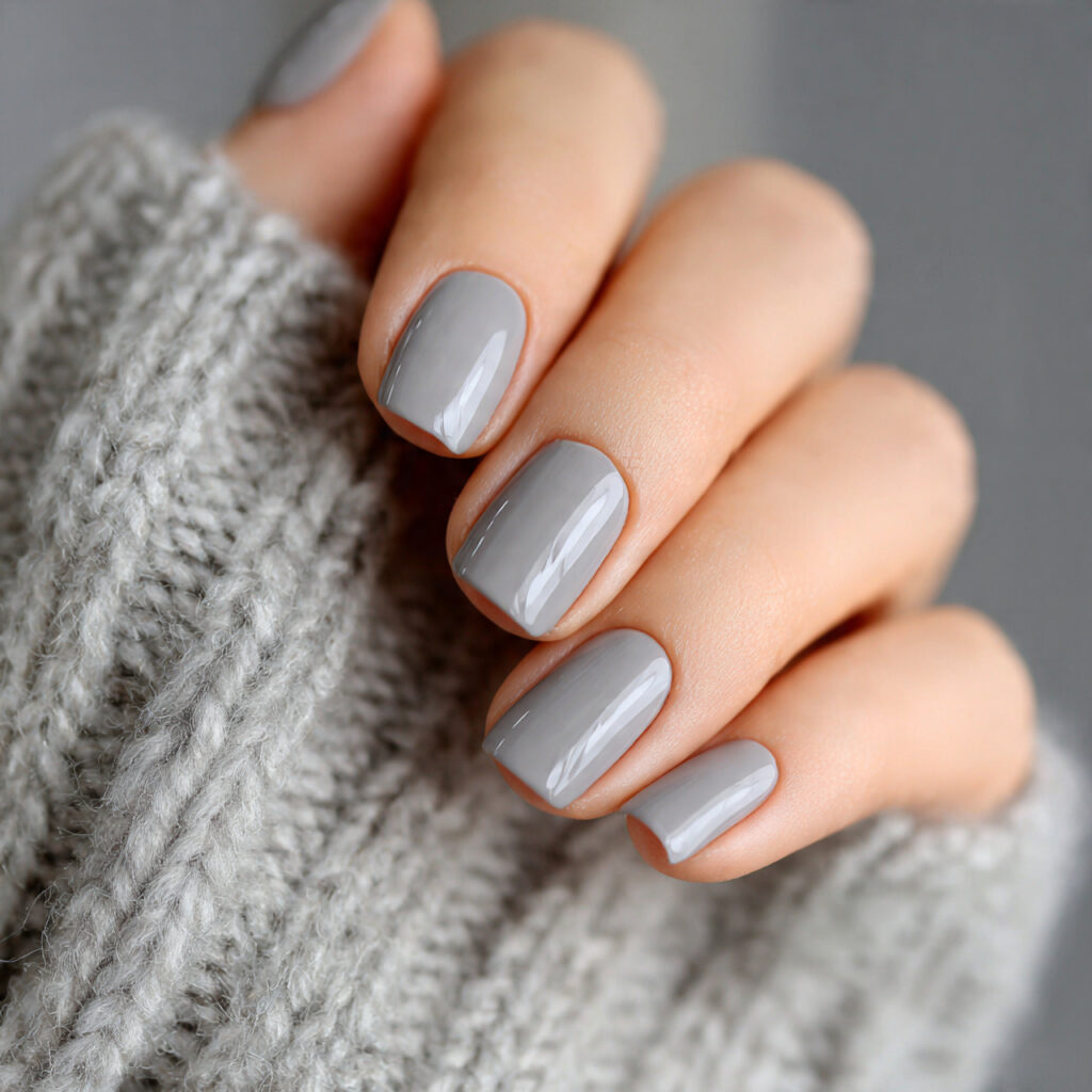 27 Cozy January Nails Perfect for Short & Classy Designs 5 soft gray polish captures winter calm perfectly