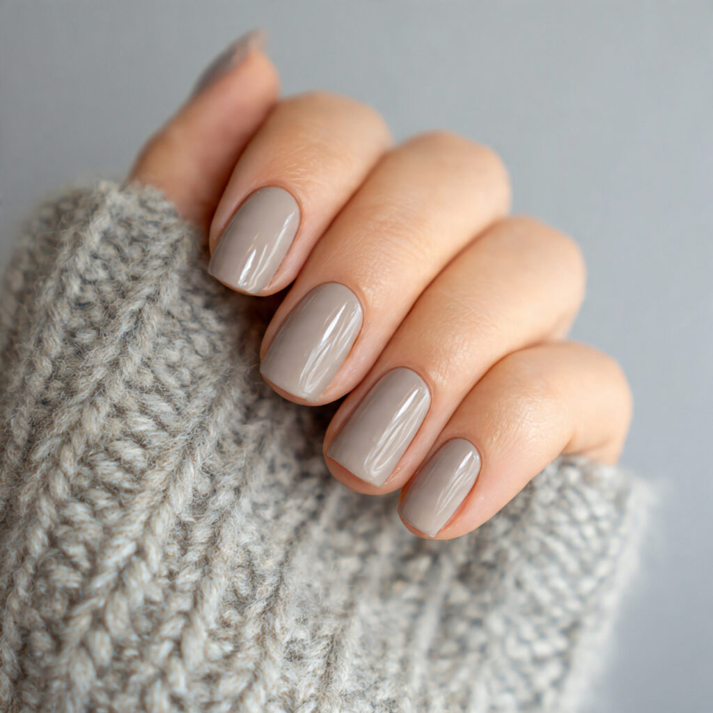 soft greige cozy february nails combine gray