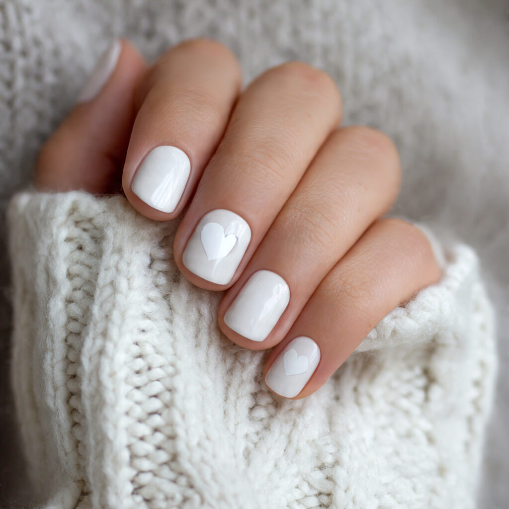 soft ivory short valentine nails offer a