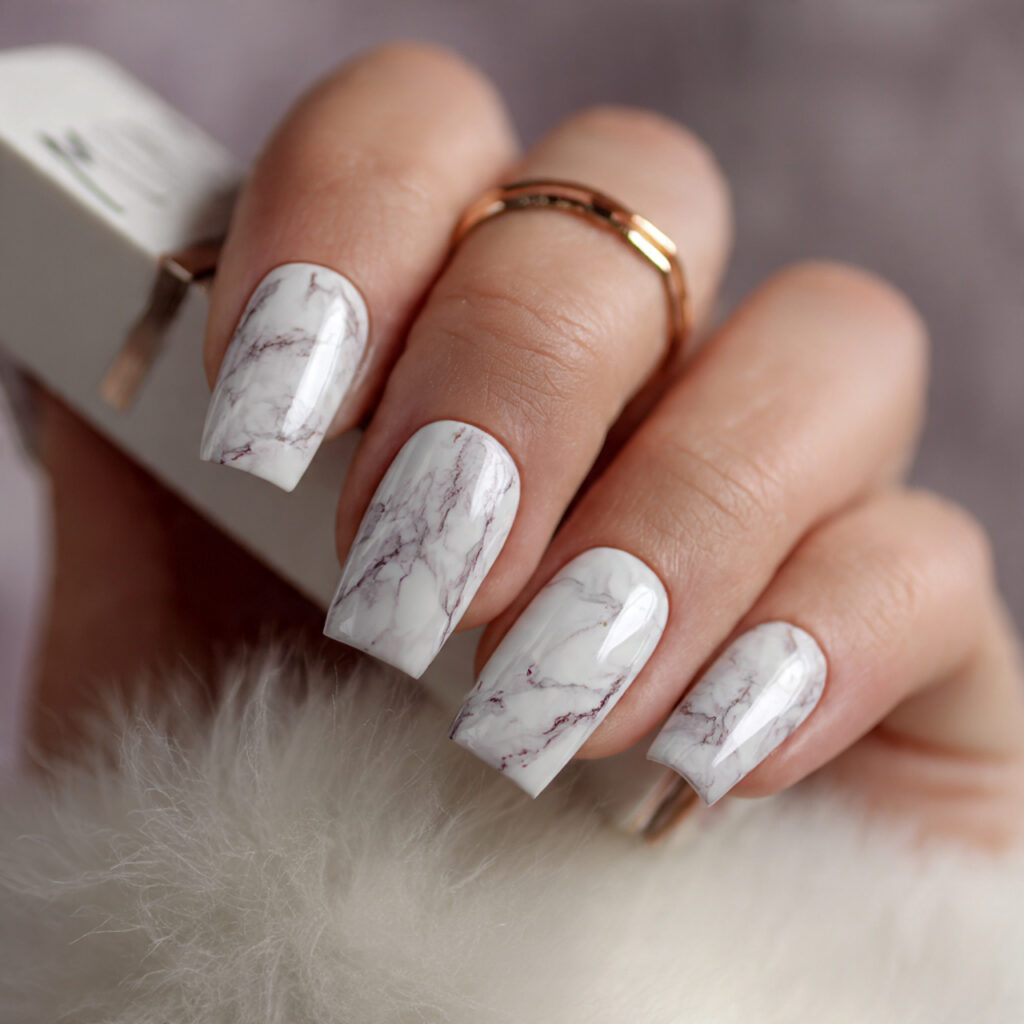 soft marble nails with a natural stone
