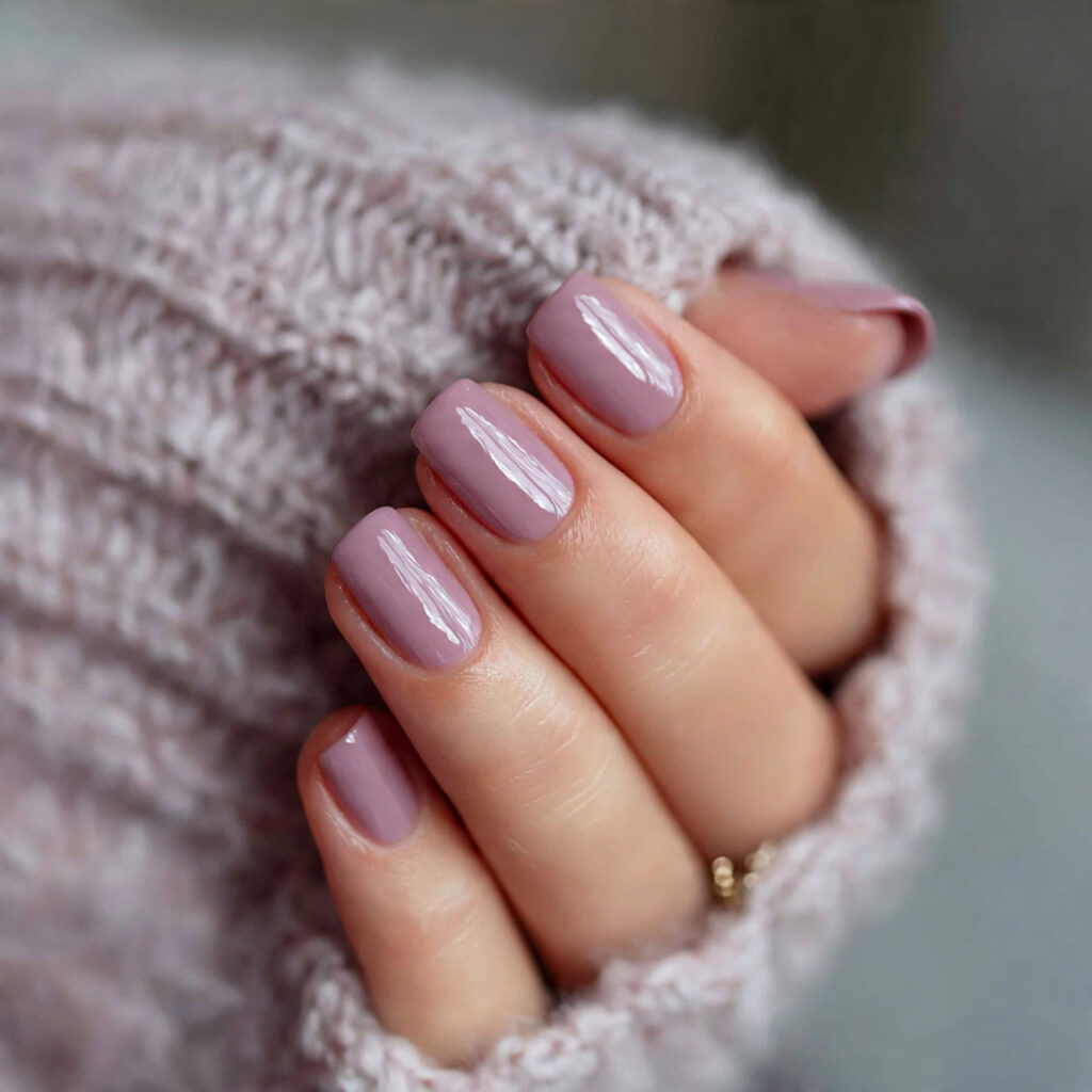 soft mauve shades introduce gentle warmth into