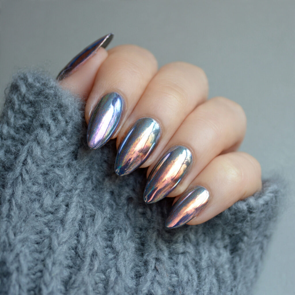 soft metallic wash nails