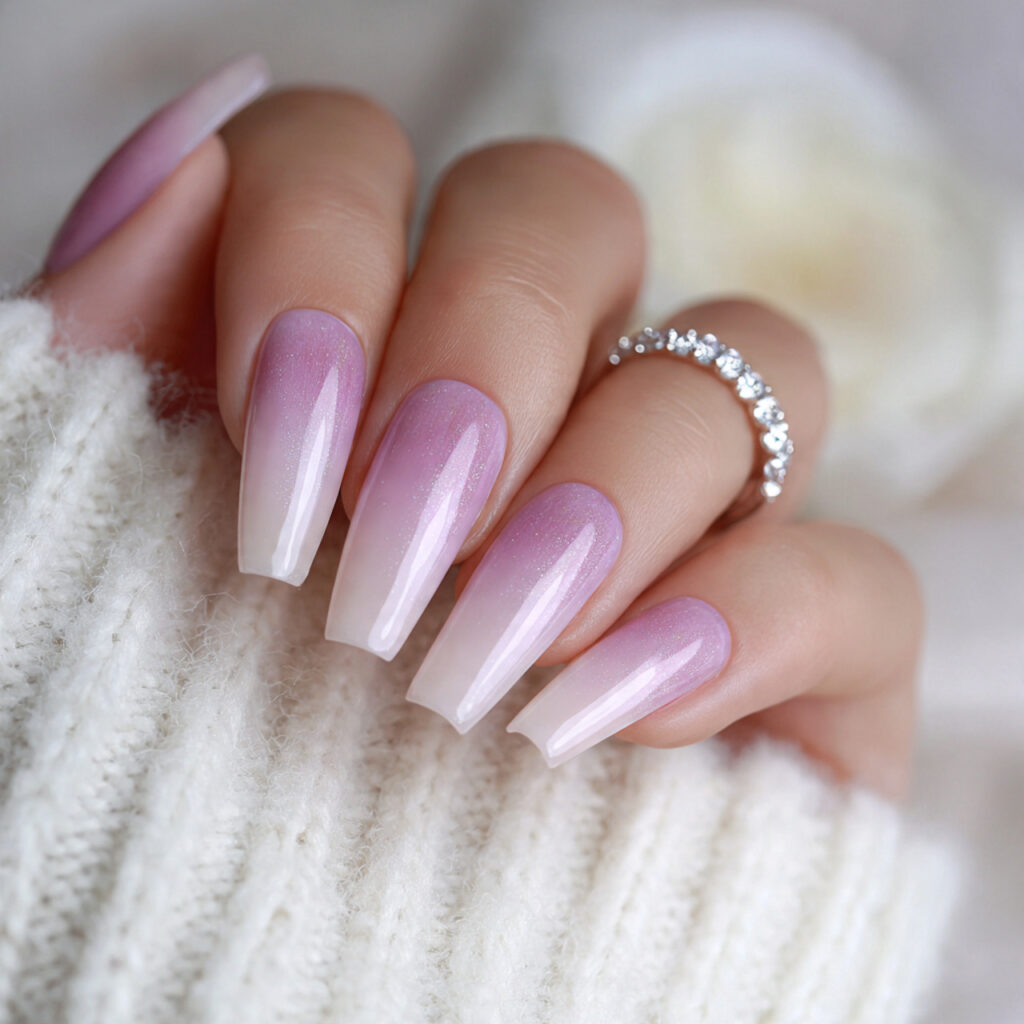 soft ombre nails in romantic shades