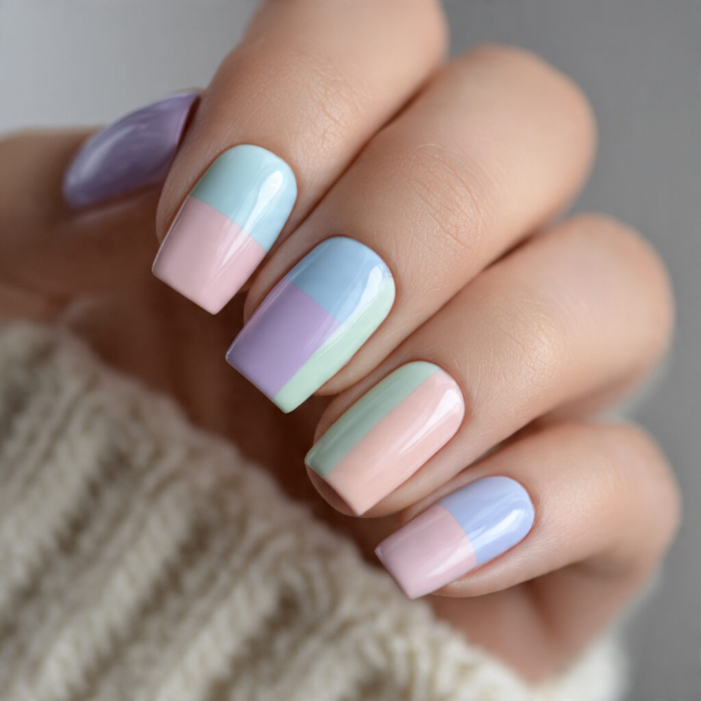 soft pastel color block design features geometric