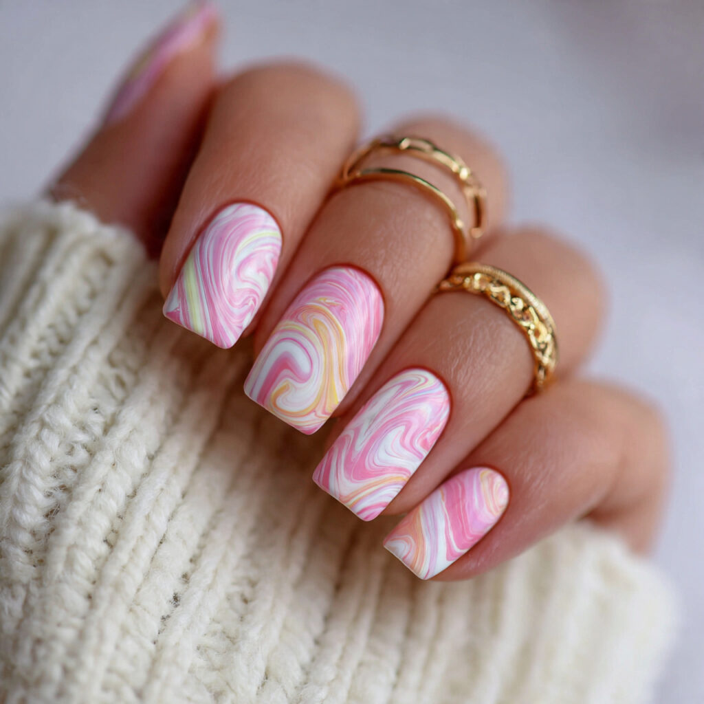 soft pastel swirl nails combine movement and