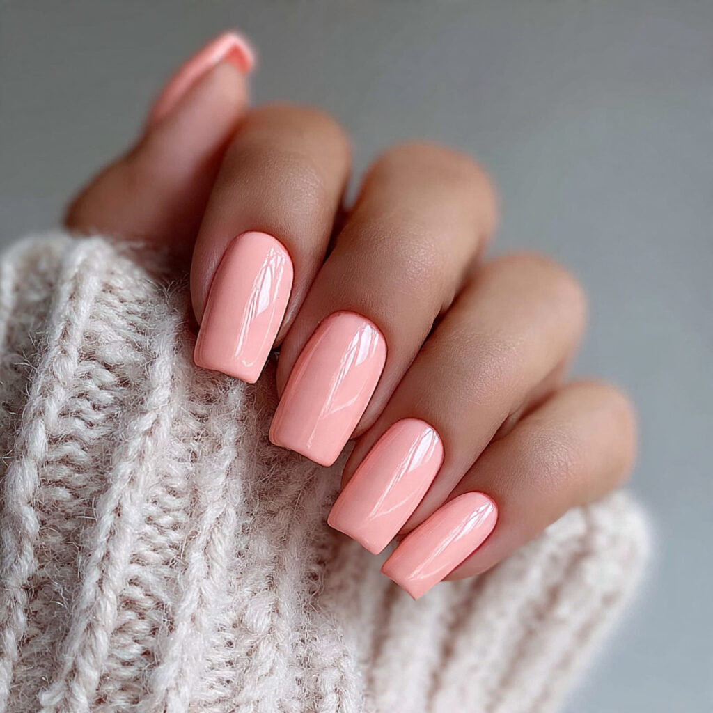 soft peach office nails add gentle warmth
