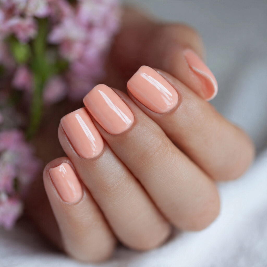 soft peach short nails