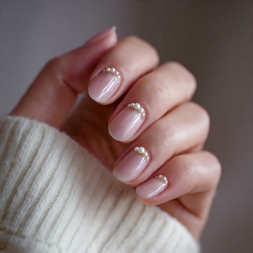 29 Dainty Valentine Nail Designs for a Soft Romantic Look 24 soft pearl accent valentine nails use minimal