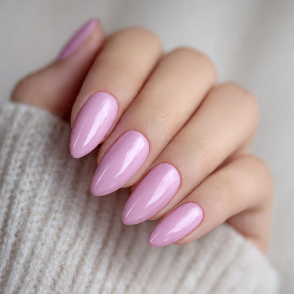 soft pink almond valentine nails are a