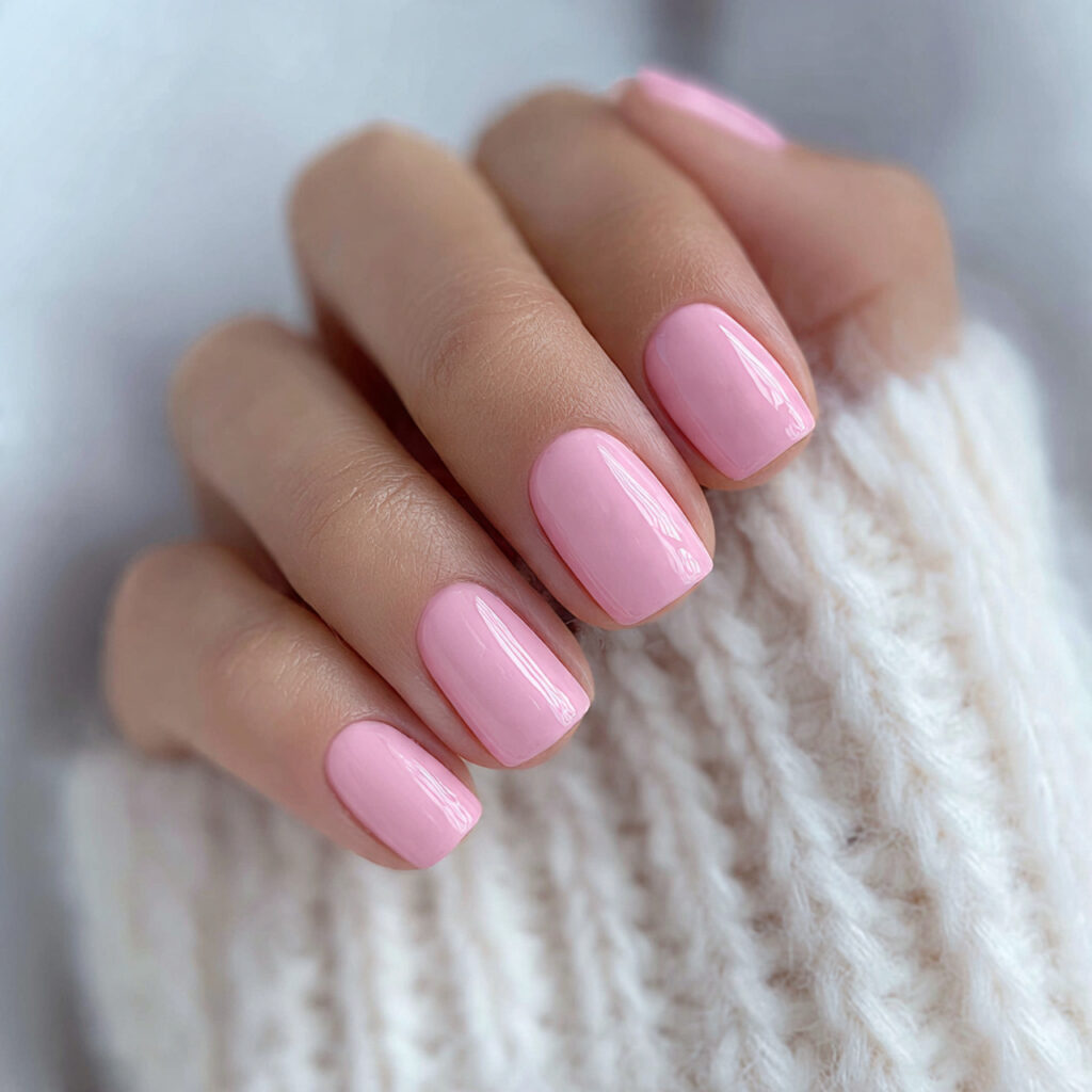 soft pink gloss short valentine nails offer