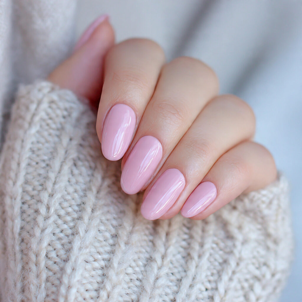 soft pink minimal nails create a clean