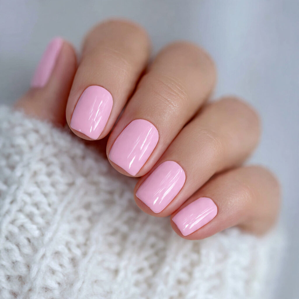 soft pink short valentine nails blend tones