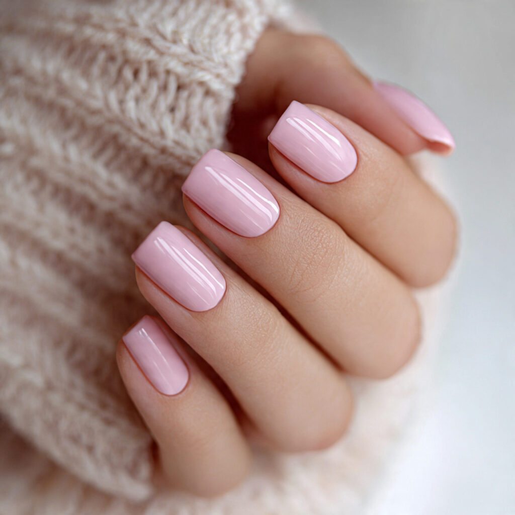 soft pink square nails create a neat