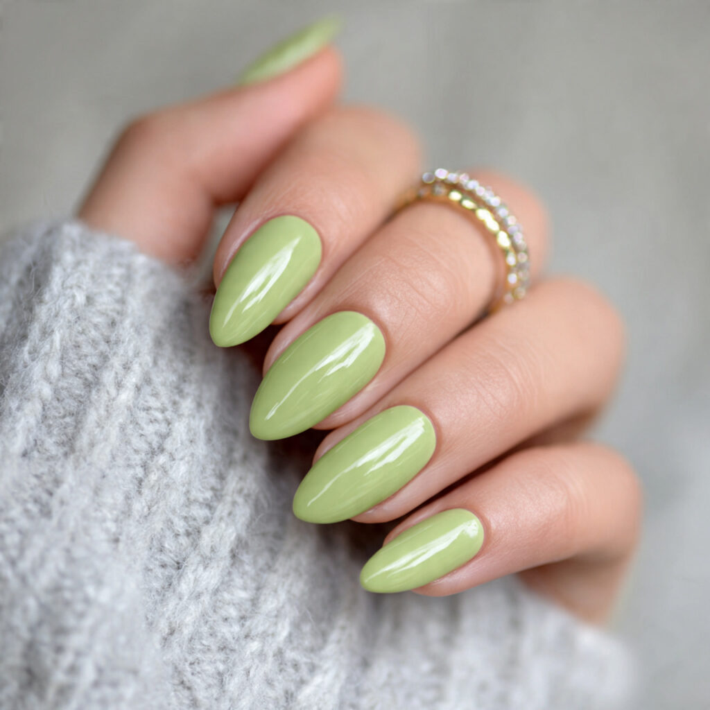 soft pistachio green nails