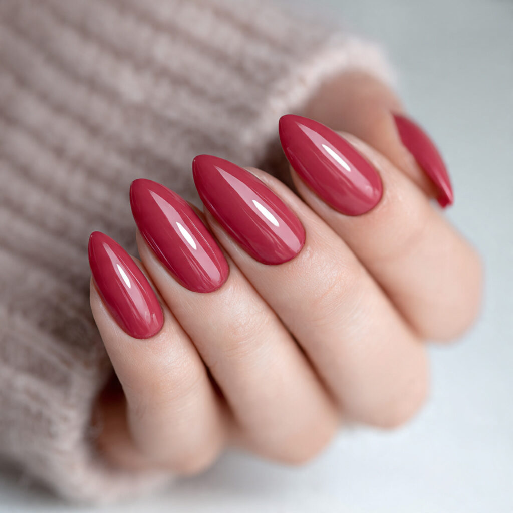 soft red almond valentine nails bring romance
