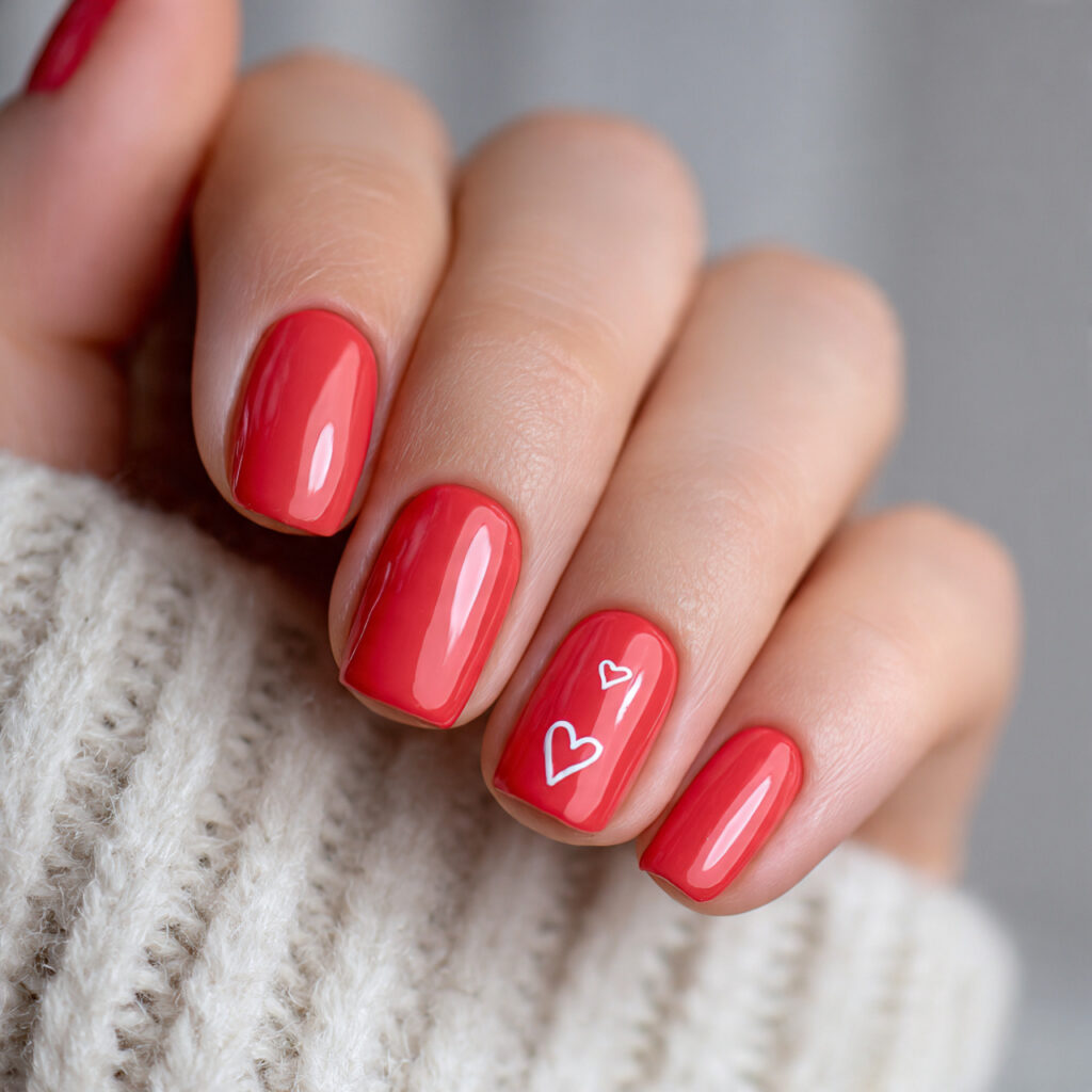 soft red short square valentine nails bring 1