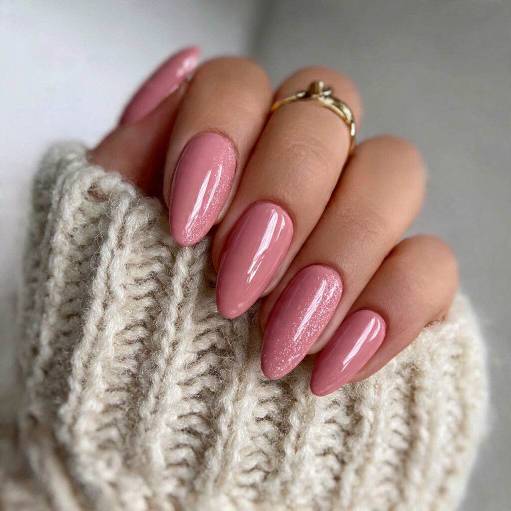 soft rose almond valentine nails bring warmth