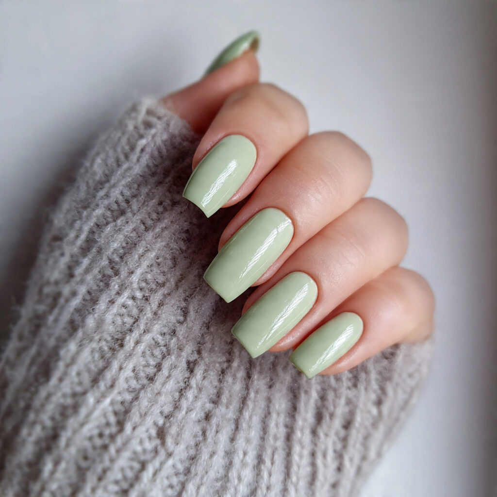 soft sage green nails