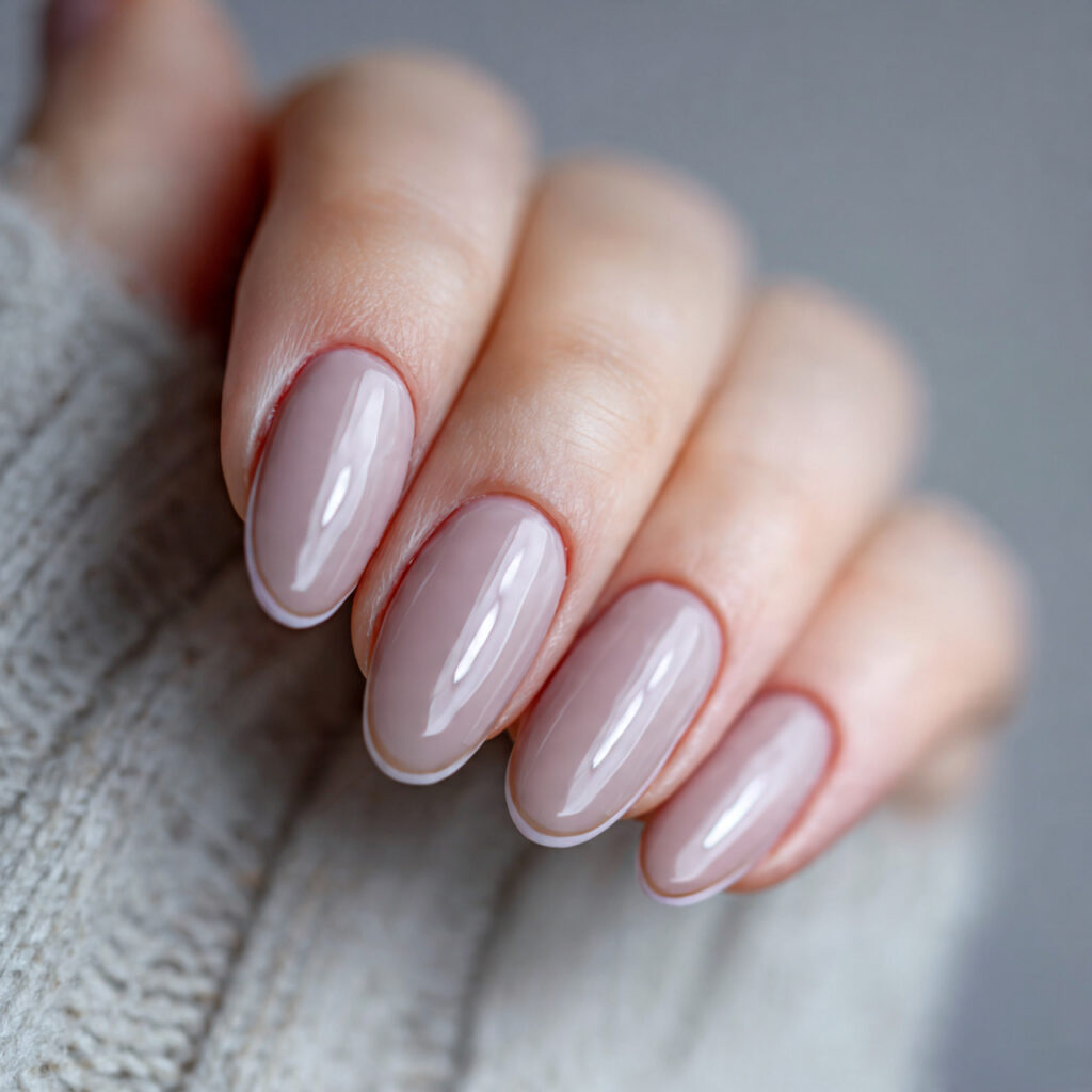 26 Neutral Valentine Nails for Short and Cozy Styles 15 soft taupe nails with minimal french edge