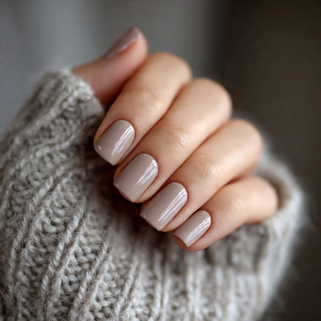 soft taupe short nails