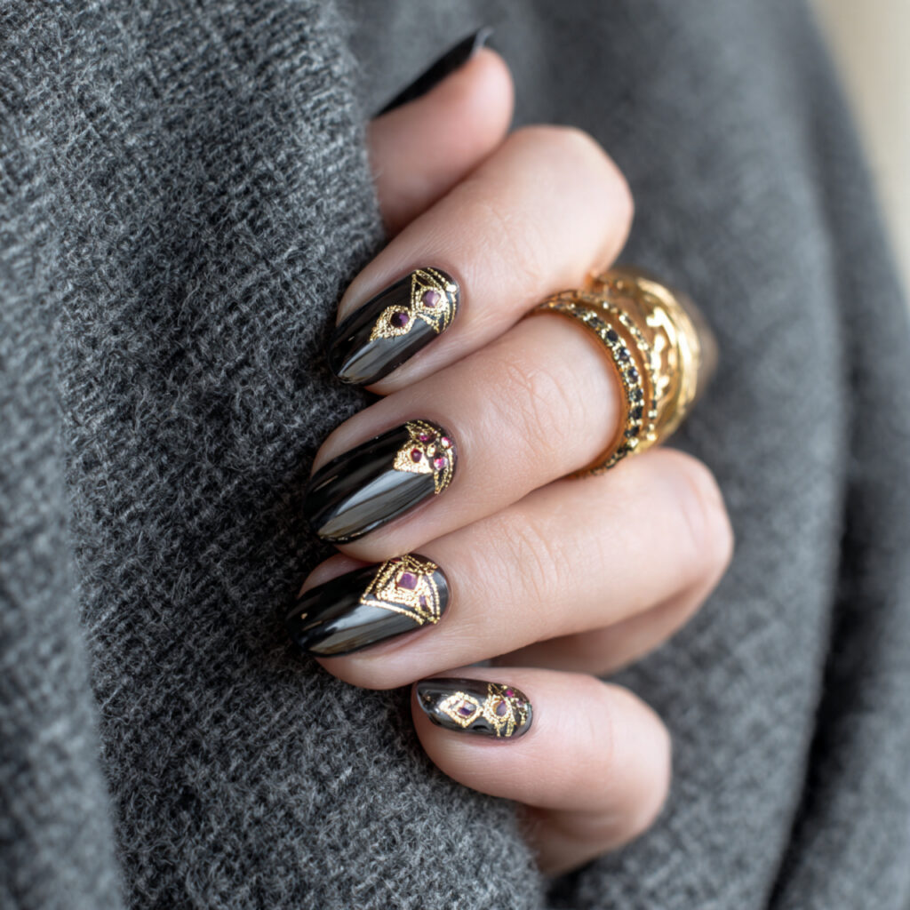 25 Leo Nail Ideas That Are Bold, Glam, and Confident 16 statement accent nails with glam details
