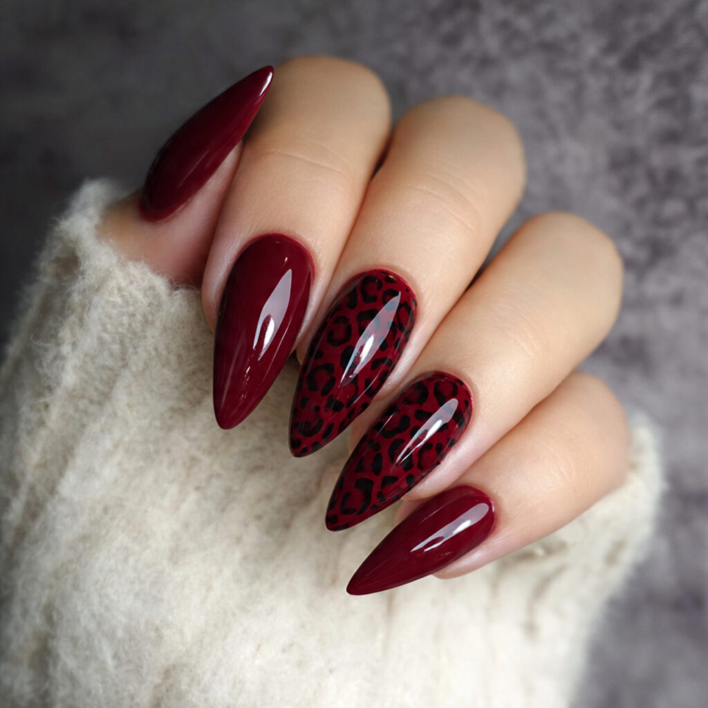 25 Leo Nail Ideas That Are Bold, Glam, and Confident 22 stiletto nails with a dramatic pointed shape